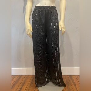 Victoria's Secret Black and White polkadot Wide Leg satin Pants size S